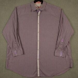 Robert Graham X Shirt Mens 3XLB Big Purple Black Gingham Flip Cuff Button Up
